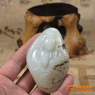 和田玉白玉籽料把件观音