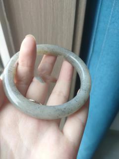 和田玉点墨青花手镯 58圈口