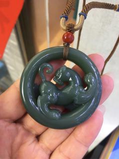新疆和田玉碧玉起冰起猫眼